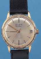 GLASHÜTTE HERRENARMBANDUHR AUTOMAT, DEUTSCH-LAND UM 1964, METALL HARTVERG., EDELST.-BODEN GEDR., ZENTRALSEK., DATUM, 23 ST., KAL. 67,1, ...