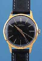 JUNGHANS HERRENARMBANDUHR CHRONOMETER, DEUTSCHLAND UM 1969, METALL HARTVERG., EDEL- ST.-BODEN GEDR., UNRUHSTOP BEI ZEIGERST., BLATT ...