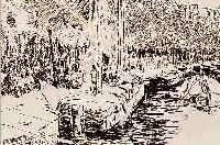 LIEBERMANN, MAX, 1847 - 1935, HELIOGRAVURE AUS DER ZEITSCHRIFT FüR BILDENDE KUNST 1907, HIER: BOOTSANLEGESTELLE, PLATTENGRöSSE 13 X 20,5 CM