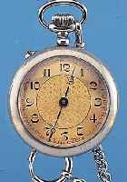 HERRENTASCHENUHR, SCHWEIZ UM 1912, NICKEL, VERG. BLATT, AUßEN ROT 13-24, ROSKOPF TYP. WERKAUFB. M. STIFTENANKERGANG U. ZAPFENUNR., GR. ...