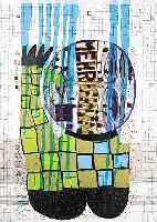 HUNDERTWASSER, FRIEDENSREICH, ROTOLANTE, MISCHTECHNIK MIT METALLFOLIENDRUCK VON 1983, HANDSIGNIERT UND NUM. 355/1304, CA. 70 X 47 CM, ...