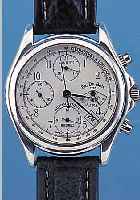 PH. DU BOIS ARMBANDCHRONOGRAPH RESERVE, REF.-NR. 269, SCHWEIZ UM 1995, STERLINGSILBER,BODEN U. GLASR. GEDR., RHOD., BOMB. MINERAL- GL., IN GER. ...