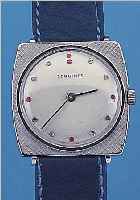 LONGINES HERRENARMBANDUHR, REF.-NR. 218C- 528, SCHWEIZ/USA UM 1964, WG 585/000, CARREE- CAMBRE-FORM, LüNETTE MATT., BODEN GEDR., BLATT ...