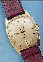 GUBELIN HERRENARMBANDUHR AUTOMATIK, REF.-NR.2409, SCHWEIZ UM 1969, GG 750/000, BODEN GE- DR., DATUM BEI 6, 21 ST., ZENTRALROTOR KUGEL- GEL., ...