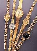 KONVOLUT: 9 DUGENA DAMENARMBANDUHREN, UNGETR. LAGERWARE, GEFERT. IN DER ZEIT VON 1980-1988, NACH GESCHäFTSAUFL., ALLE METALL- GEH. ...