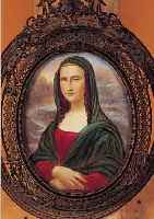 MINATURMALEREI, DEUTSCH, UM 1900, MONA LISA,GOUACHE AUF ELFENBEIN, RAHMEN METALL IN FEINERDURCHBRUCHARBEIT, GESAMTMAß 14 X 11 CM, IM OVAL
