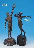BRONZEFIGUR, 1912, SIGN. M. MOLITOR, FRAUENAKT, AUF MARMORSOCKEL, H. 31 CM