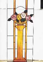 BLEIVERGLASUNG, WOHL DEUTSCH, UM 1920, BLUMENDEKOR, BUNTE GLASEINSATZ, H. 117 CM, B. CA. 50 CM