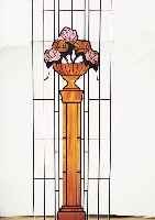 BLEIVERGLASUNG, WOHL DEUTSCH UM 1920, BLUMENDEKOR, BUNTE GLASEINSATZ, H. 135 CM, B. CA. 42 CM, LEICHT RISSIG