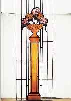 BLEIVERGLASUNG, WOHL DEUTSCH UM 1920, BLUMENDEKOR, BUNTE GLASEINSATZ, H. 135 CM, B. CA. 42 CM, LEICHT RISSIG