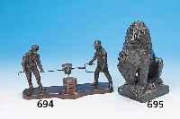 SKULPTUR, GELSENKIRCHENER GUßSTAHL U. EISEN- WERKE, UM 1900, METALLGUß, 13 X 24 CM