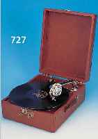 TISCHGRAMMOPHON, SCHWEIZ, 30ER JAHRE, MIT 11 PLATTEN, INTAKT, GEMARKT: TORENZ, 13 X 30 X 25 CM, GEHäUSEBEZUG Z.T. ABGERIEBEN