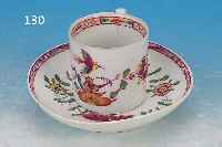 TASSE MIT UNTERTASSE, MEISSEN, PUNKTZEIT UND 19. JAHRHUNDERT, FELS UND VOGEL, L. VERSCH. IM DEKOR, JEDOCH GUT PASSEND, H. 6 CM, L. BER.