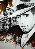 KUHL, HANS-JüRGEN, GEB. 1941 DATTELFELD/SIEG, LEBT IN KöLN, HUMPHREY BOGART, FARBSIEB- DRUCK, HANDSIGNIERT UND NUM. 54/150, CA. 80 X 80 CM