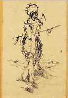 SEYLER, JULIUS, MüNCHEN 1873 - 1958, WINNETOU ZU PFERD, LITHOGRAPHIE AUF JAPAN- PAPIER, HANDSIGNIERT, CA. 17 X 11 CM, PP