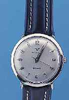 WITTNAUER HERRENARMBANDUHR AUTOMATIK, SCHWEIZ/USA UM 1964, EDELST., EINSCHALENGEH., GET. A-WELLE, BEI FERTIGST. WASSERGESCH., BLATT VERS., ...