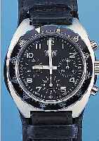 HEUER LEONIDAS ARMBANDCHRONOGRAPH AUTAVIA, SCHWEIZ UM 1988, EDELST., BODEN GESCHR., MILI-TäRLOOK, LüNETTE M. 60ER TEILUNG, BEIDS. RAST.DREHB., ...