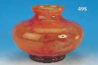 GROßE VASE, FRANKREICH, 40ER JAHRE, WOHL DAUM, FARBLOSES SCHICHTGLAS, H. 21 CM, ROT, ORANGE UND WEIß EINGEPUDERT