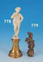 ELFENBEINFIGUR, DT., ERBACH, UM 1900, BAUER,FEIN GESCHNITZT, VERGOLDETER METALLSOCKEL, GESAMTH. CA. 14,5 CM