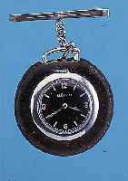 LE COULTRE ANHäNGE/TASCHENUHR, ART--DECO, EDELST.-RUNDGEH. LEDERGEFAßT, HIER AN NEUTR. SILBERBROSCHE, SCHWARZ. ORIG.-BLATT., ORIG.- ZEIGER, ...