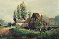 RHEINERT, ADOLF, 1880-1958, DüSSELDORFER SCHULE , DORFMüHLE, ÖL/LWD, LI. U. SIGN., CA. 41 X ...