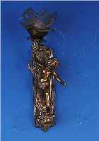 WANDLEUCHTE, WOHL FRANKREICH, UM 1900, GELBGUß, H. 43 CM, ROSENSCHIRM, ELEKTR. NICHT GEPRüFT, L. ALTERSSPUREN