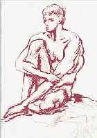 BREKER, ARNO, SITZENDER MäNNLICHER AKT, LITHOGRAPHIE, HANDSIGNIERT, CA. 18 X 13 CM, PP
