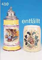 BIERKRUG, DT., UM 1880/90, PORZELLAN, BUNT LITHOGRAPHIERT, MIT EINER DEFREGGER-SZENE, RE-LIEFIERTER ZINNDECKEL, H. CA. 21,5 CM, IM BODEN ...
