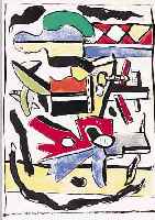 LEGER, FERNAND, COMPOSITION, FARBLITHOGRA- PHIE MIT POCHOIR, AUS LASSAIGNE, ED. D. JACO- MET, PARIS 1959, CA. 26 X 35 CM, PP