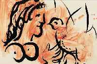 CHAGALL, MARC, FEMME A L'OISEAU, FARBLITHO MIT POCHOIR, J. LASSAIGNE, ED. JACOMET PARIS 1959, CA. 31 X 42 CM, PP, LEICHT GEBRäUNT