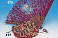 ABENDTASCHE, DEUTSCH, UM 1920, BüGEL 800ER SILBER, FLORAL RELIEFIERT, TASCHE BUNT GE- WEBT IN ART-DECO, CA. 21 X 21 CM, LEICHTE ...