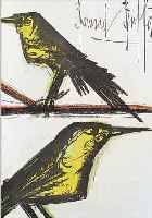 BUFFET, BERNARD, VOGELPAAR, FARBLITHOGRA- PHIE AUF BüTTEN, AUS DEM WERKSVERZEICHNIS BAND I, MOURLOT PARIS 1967, VORZUGSAUSGABE: AUFLAGE 125 ...