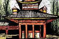 BUFFET, BERNARD, DER KLEINE TEMPEL HEIAN KYOTO, FARBLITHOGRAPHIE AUS: EINE REISE NACH JAPAN, AUFL. 180 EXEMPL. UND 20 KüNSTLEREXEM.,MOURLOT ...