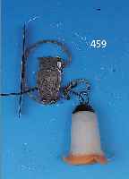 WANDLAMPE, FRANKREICH, NOVERDY, UM 1930-35, FARBL. GLAS, ZWISCHEN DEN SCHICHTEN WEIß, ORANGE U. VIOLETT EINGEPUDERT, PATE-DE-VERRE, ...