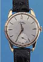 ZENTRA HERRENARMBANDUHR SOLARMASTER, SCHWEIZ/DEUTSCHLAND UM 1955, METALL GELB VERG., EDELST.-BODEN GESCHR., AUßER KRONE U. LEDERB. ...