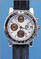 BREIL ARMBANDCHRONOGRAPH, SCHWEIZ UM 1997, METALL VERCHR., EDELST.-BODEN GEDR., BEIDS. MINERALVERGL., 60-MIN.- U. 12-STD.-STOPPZäH- LER, ...