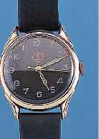 MOSKVA HERRENARMBANDUHR, REF.-NR. 65703, SOWJETUNION UM 1954, RG 583/000, BODEN GEDR., AUßER LEDERB. ORIG.-ZUSTAND, 16 ST., BLATT FL.DIR. ...