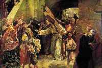 HEILIGENDARST., UM 1900, KREUZGANG JESUS IN JERUSALEM, L. KRAKELIERT, 70 X 90 CM, R.,
