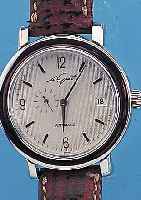 LE GUET HERRENARMBANDUHR AUTOMATIK, REF.- NR. 2650/139, SCHWEIZ UM 1997, EDELST. POL., BOMB. MINERALGL., BLATT GUILL. U. VERS., KL. SEK. BEI 9, ...
