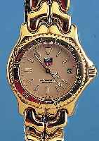 HEUER/TAG HERRENARMBANDUHR PROFESSIONAL, REF.-NR. S94-006, SCHWEIZ UM 1995, METALL HARTVERG. INCL. EDELST.-BAND M. SICHERHEITS- FALTSCHL., ...