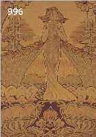 WANDBEHANG, UM 1900, BAUMWOLLE, GEWEBT NACH VORBILD MUCHA, MAßE CA. 103 X 63,5 CM, L. ALTERSSP.