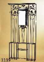 GARDEROBE, FRANKREICH, UM 1920/25, SCHMIEDEEISEN, ROSENDEKOR, H. CA. 182 CM, FACETT. GLASEINSATZ, L. ALTERSSP.