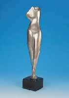 ARCHIPENKO, ALEXANDER, STEHENDER WEIBLICHER AKT, VERSILBERTER BRONZEGUß, POSTHUMER NACHGUßAM SOCKEL SIGNIERT UND DAT. 1914, VERSILBERUNGLEICHT ...