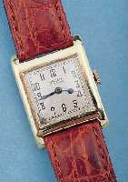 GRUEN HERRENARMBANDUHR PRECISION, SCHWEIZ/ USA UM 1928, GG 585/000, CARREE-ARONDEE-GEH., BODEN GEDR., GEFERT. NACH PATENT VON 1922, VERS. BLATT, ...