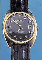 CAMY HERRENARMBANDUHR AUTOMATIK, REF.-NR. 67544, SCHWEIZ UM 1965, GG 750/000, BODEN GE- SCHR., BLATT M. EXTREM ERH. GG-STD.-ZEICHEN U. ...