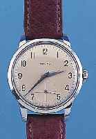ZENITH HERRENARMBANDUHR SPORTO, REF.-NR. 9320618, SCHWEIZ UM 1956, EDELST., BODEN U. GLASR. GEDR., KONTRASTZIFFERBL. VERS., WERKS. VERGL., ...