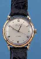 CYMA HERRENARMBANDUHR AUTOMATIK, REF.-NR. 41206/6/3, SCHWEIZ UM 1950, GG 585/000, BODEN U. GLASR. GEDR., PERF. ORIG.-BLATT U. ORIG.- ZEIGER, ...