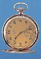 JUNGHANS HERRENTASCHENUHR SAVONETTE, REF.- NR. 872892, DEUTSCHLAND UM 1938, GG-DOUBLE, BEIDE SCHALEN STREIFENDEKOR, VERG. BLATT, KL. SEK. ...