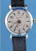 WESTCLOX ARMBANDWECKER, USA/DEUTSCHLAND UM 1950, SELTENE KONSTELLATION, METALLGEH. HART- VERCHR., EDELST.-BODEN GEDR., VOLLPLAT. STIF- TENANKERW., ...