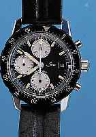 SINN ARMBANDCHRONOGRAPH AUTOMATIK, REF.-NR. 1120185, SCHWEIZ UM 1992, EDELST. POL., BODEN U. KRONE GESCHR., LüNETTE BEIDS. DREHB., ...
